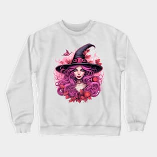 Pink Halloween Witch Portrait #2 Crewneck Sweatshirt